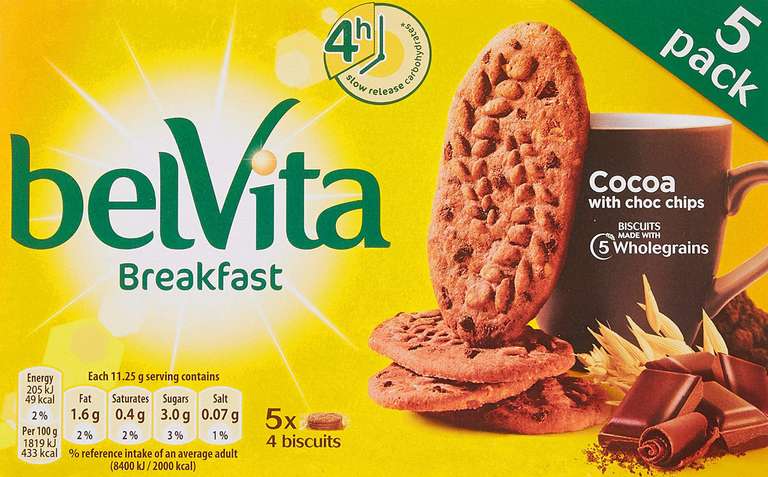 Belvita Breakfast Biscuits Cocoa with Choc Chips 5 Pack