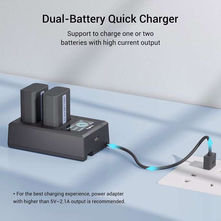 SmallRig NP - FW50 dual battery charger ( USB-C + A / LCD ) + 2 1030mAh battery ( Sony Alpha A7 / A6400 / ZVE10 ) @ SmallRig Direct / FBA