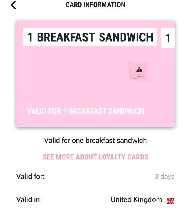 Free breakfast sandwich via the app