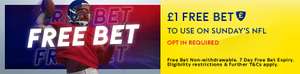 Free £1 bet on Sunday's NFL (new and existing customers)