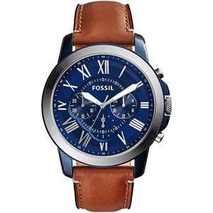 FOSSIL Grant Watch for Men, Quartz Chronograph Movement, with Stainless Steel or Leather Strap