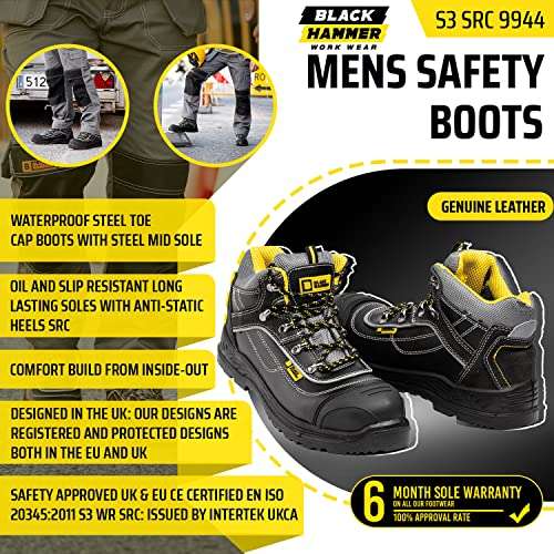 SIZE 5 mens UK ONLY Safety Boots Work Waterproof Shoes Leather Steel Toe Cap £11.99 Sold by Innovation Designs and Fulfilled by Amazon