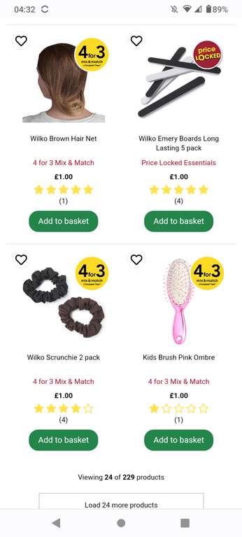 Wilko - 4 for 3 on hair scrunchies - £1 Each - Total £3 with free click & Collect
