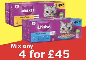Mix & Match 4x40 Packs of Whiskas (Poultry/Fish)