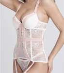 Vintage Bliss Ivory Lace Open-Back Basque Set With Code