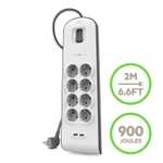 Belkin BSV604VF2M Surge Plus Power Strip (Surge Protector 2.4A, 2m Cable) - Perfect for EU travels