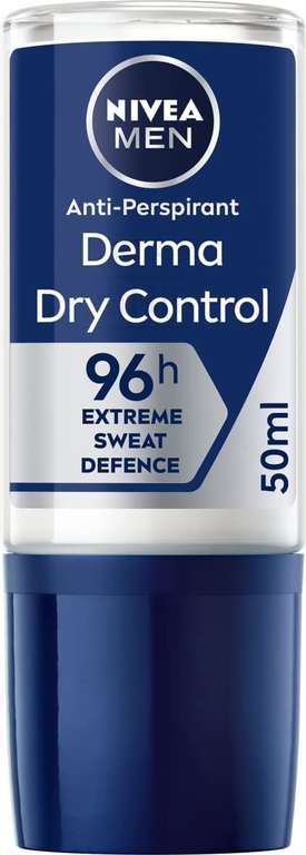 Nivea Men Derma Dry Control Antiperspirant 96h Deodorant Roll-On (50ml) - £1.50 @ Amazon