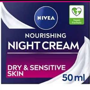 NIVEA Nourishing Night Cream for Dry & Sensitive Skin 50ml: £2.09 + Free Click & Collect @ Superdrug