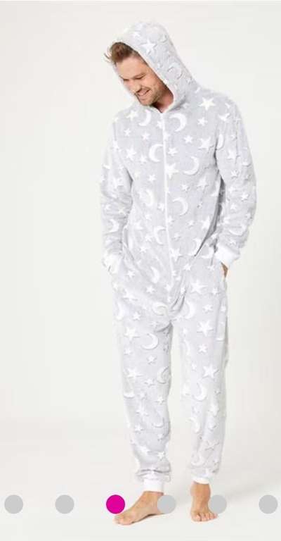 Mens Glow In The Dark Snuggle Grey Onesie. Part of the family set. Sizes M - XXL. with code. Womens & kids available too