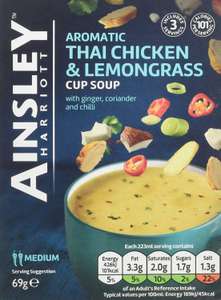 12x Ainsley Harriott Thai Chicken & Lemongrass Cup Soup, 69g - £4 each / minimum order 3 - £12 @ Amazon