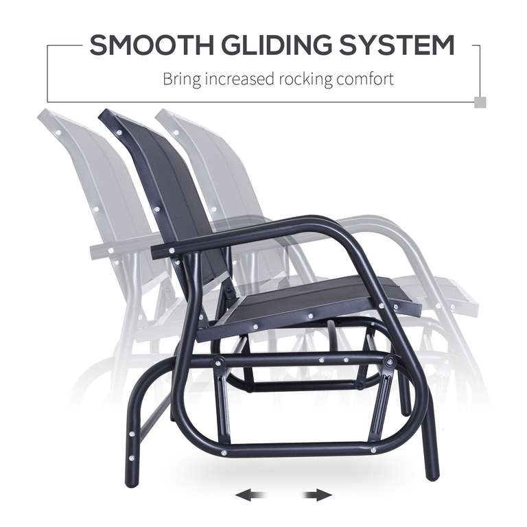 Outsunny 2-Person Patio Glider Bench with Armrest, Black- £55.19 with code + Upto 10x Nectar Bonus Points @ Outsunny / ebay