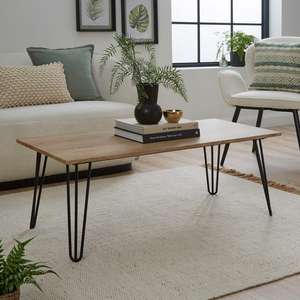 Bella Hairpin Leg Coffee Table White/ Oak, £24.50, Free Click & Collect in Selected Stores @ Dunelm