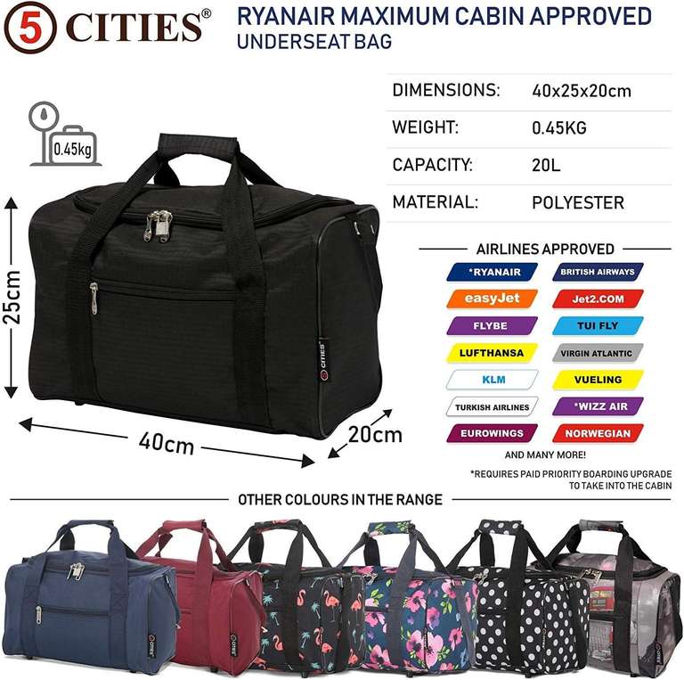 5 Cities Ryanair Luggage Bundle (55x35x20cm) Cabin Trolley and ...