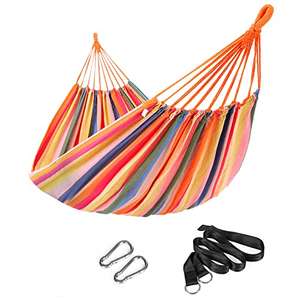 SONGMICS Hammock, 210 x 150 cm, Double Hammock with Fastening Straps and Carabiners, 300 kg Load Capacity