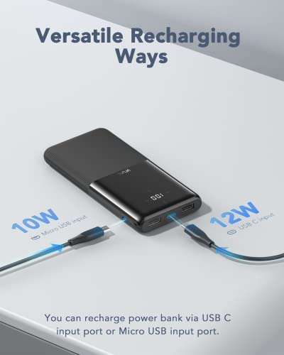 VRURC 2 Pack 10000mAh Powerbanks with USB C Input and Output by VRURC-UK