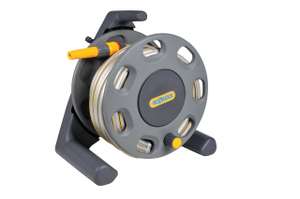 Hozelock - Compact Hose Reel 20m - Integrated Handle, Supplied with 15m of Multi-purpose Hose, Fittings and Nozzle