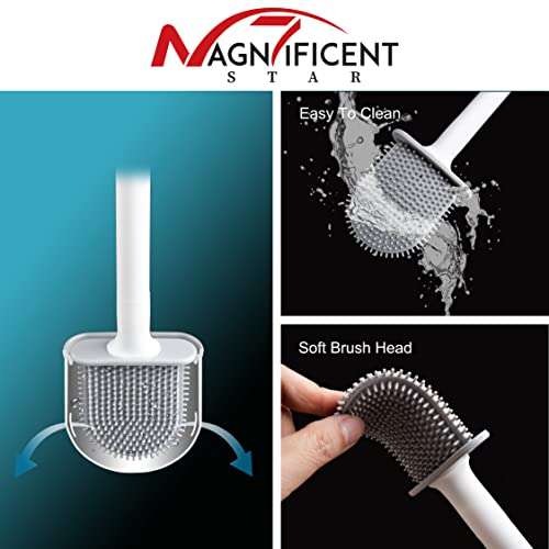 Magnificent Heavy Duty Silicone Toilet Brush with Holder & Free Seat Handle £1.99 Sold by MAGNIFICENT 7 STAR @ Amazon