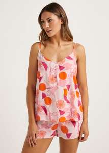 Coral Fruit Print Cami Pyjama Set + 99p collection