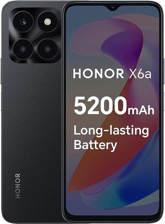 HONOR X6a Mobile Phone Unlocked, 6.5-Inch 90Hz Fullview Display, 4GB+128GB, 5200 mAh With Code