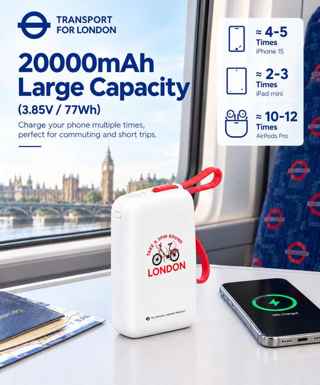 Led Post. Top Application TRANSPORT FOR LONDON 20000mAh Power Bank, 22.5W Fast Charge, LED ...