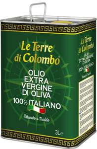 Le Terre di Colombo – 100% Italian Extra Virgin Olive Oil - 3L Tin - £24.30 + 10/15% S&S +10% voucher @ Amazon