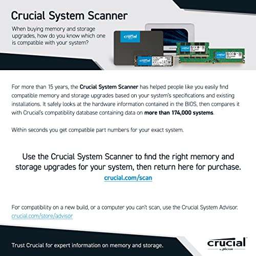 Crucial RAM 64GB Kit (2x32GB) DDR4 3200MHz CL22 (or 2933MHz or 2666MHz) Laptop Memory - £103.98 @ Amazon