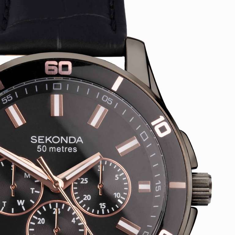 Sekonda Men's Ion Plated Black Leather Strap Watch 30026, with code and free C&C