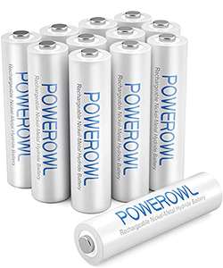 Powerowl 12 x AAA Rechargeable Batteries 1.2V for Cordless Phones, 1000mAh NiMH Rechargeable Batteries, Low Self Discharge sold by Nengwo