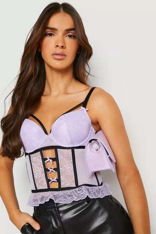 Valentines Premium Lace Longline Corset Detail Bra £2.20 + Free Delivery With Code - @ Debenhams sold by Boohoo