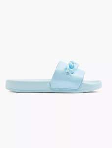 Graceland Teen Girls Blue Slides, Sizes 3-5.5, Free C&C