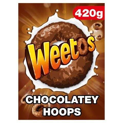 Weetos Chocolatey Hoops Cereal 420G £2.50 Clubcard Price @ Tesco