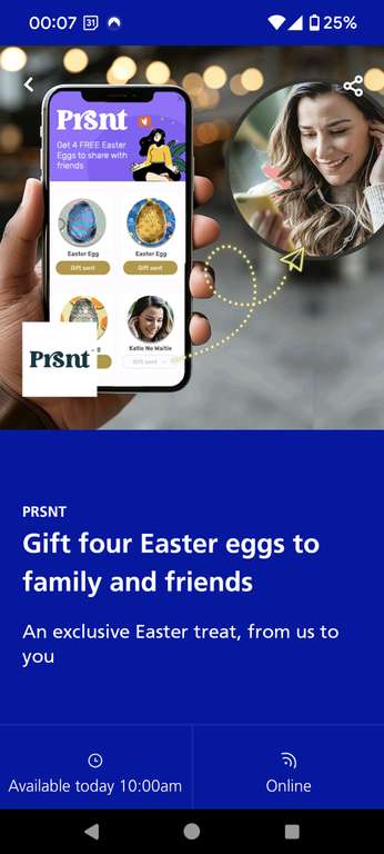 Gift 4 100g Easter eggs worth £1.50 each at Sainsbury’s locations throughout the UK (exclusions apply) via Prsnt on O2 Priority