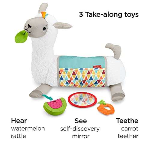 Fisher-Price Baby Toy Grow-with-Me Tummy Time Llama Plush with Rattle, Mirror & Teether for Sensory Play £22.93 @ Amazon