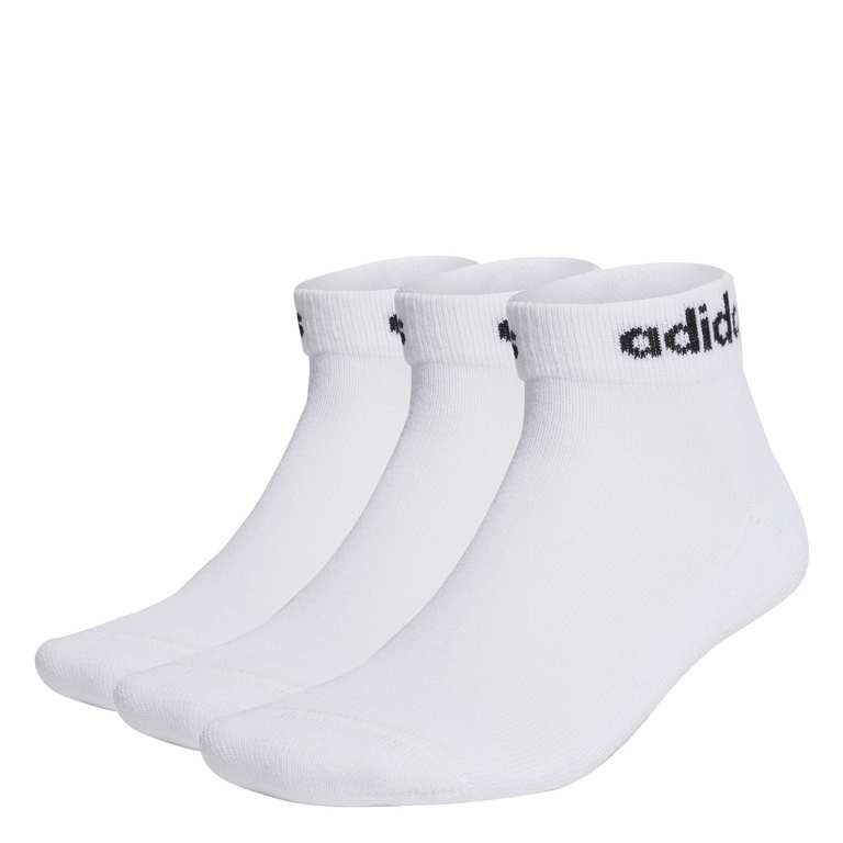adidas Unisex Adults Linear Ankle Cushioned Socks 3 Pairs, Black/White 6.5 - 8 UK / 8.5 - 10 £4.99
