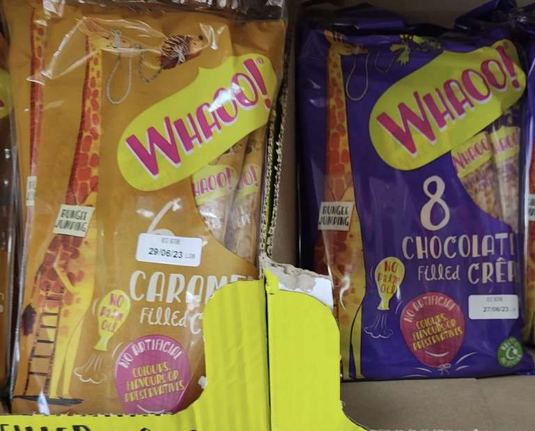 Whaoo! Chocolate (8 pack) or Caramel filled crepes (6 pack) found for 69p each in-store at Heron foods (Nottingham)
