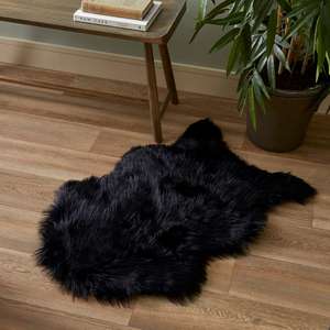 Black Faux Sheepskin Pelt Rug £2.50 Free Click & Collect (Limited Stores) @ Dunelm