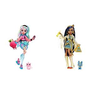 Monster High Doll, Lagoona Blue with Accessories and Pet Piranha, Posable Fashion Doll + Cleo De Nile with Accessories and Pet Dog