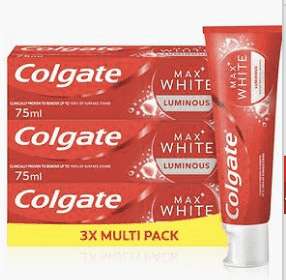 Colgate Max White Luminous Toothpaste, 3 x 75ml Pack - £1.25 instore @ Tesco (Seaton)