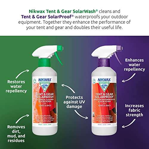 Nikwax Tent & Gear Solar Wash & Solar Proof, 2x500ml Spray