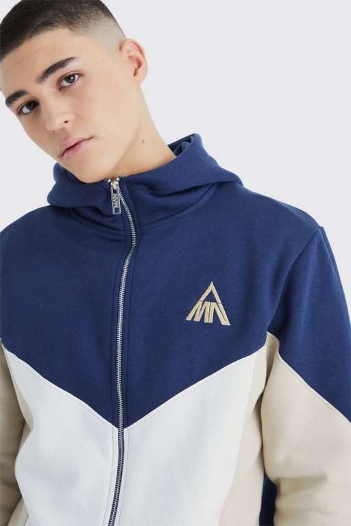 Slim Fit Colour Block Zip Hoodie (Sizes M-XL) - Extra 15% Off + Free Delivery W/Codes