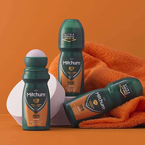 Mitchum Men 48HR Protection Roll-On Deodorant & Antiperspirant Sport 100ml (£1.69/£1.54 S&S + 5% Voucher on 1st S&S) With £1 Applied Voucher