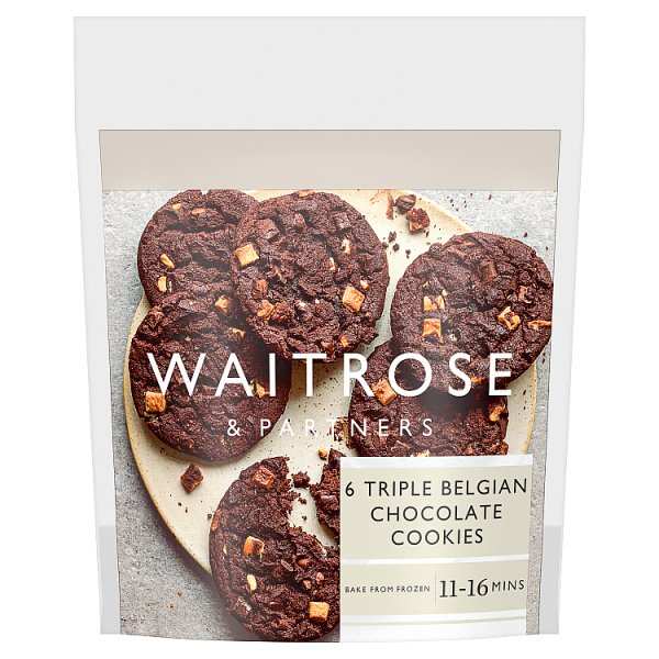 Waitrose 6 Triple Belgian Chocolate or Milk Chocolate & Salted Caramel Cookies - 372g