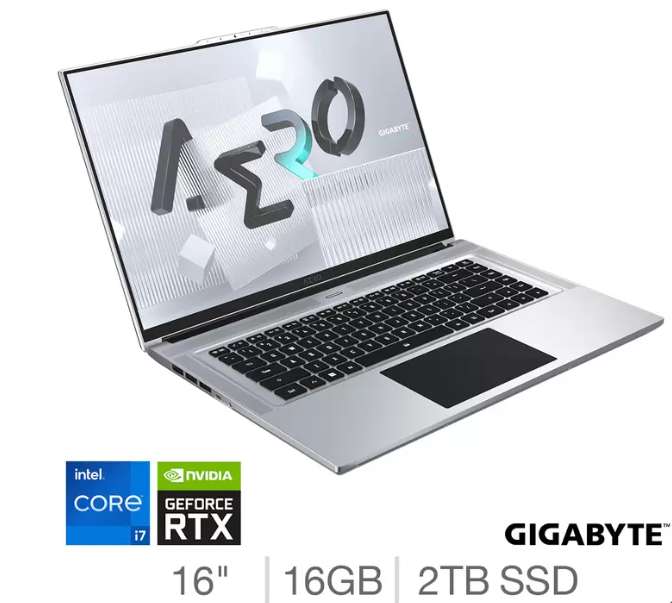 Gigabyte AERO 16 XE5 16" 4K UHD+ AMOLED / i7-12700H / RTX 3070ti / 16GB RAM / 2TB SSD / Win11 / 2 Year Warranty Laptop