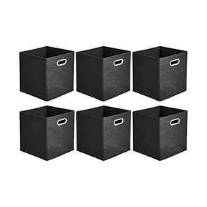 Amazon Basics Collapsible Fabric Storage Cubes with Oval Grommets - 6-Pack, Black (or grey)