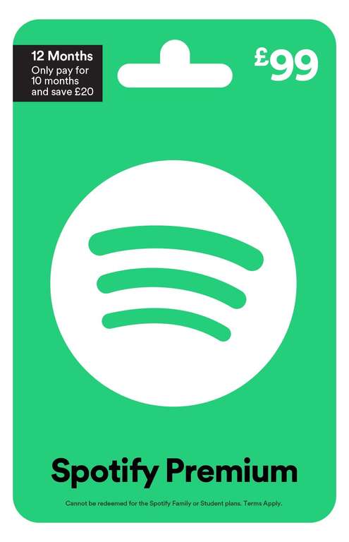 Spotify Premium Subscription 12 months Gift Card Delivered