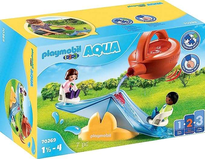PLAYMOBIL 1.2.3 AQUA 70269 Water Seesaw with Watering Can, for Children Ages 2+