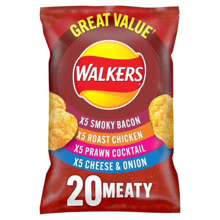 Walkers Meaty Variety Multipack Crisps 20 x 25g / Classic Variety Multipack 20 x 25g Via App
