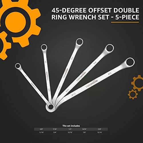 Amazon Basics 45 Degree Offset Double Ring Wrench Set (5 Piece) - £9.92 with voucher @ Amazon