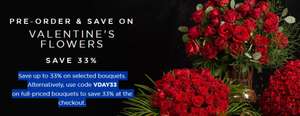 33% off Selected Valentines Day Flowers using code