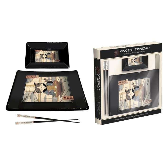 Pyramid International Vincent Trinidad Sushi Set with Ceramic Sushi Platter, Dipping Tray and Lacquered Wooden Chopsticks £4.55 @ Amazon
